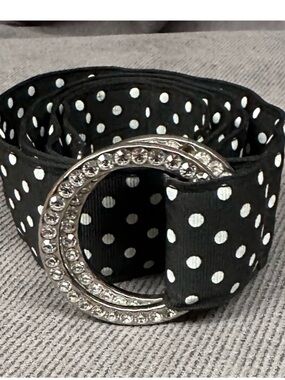 Vintage Polka dot belt black white size small women’s adjustable express